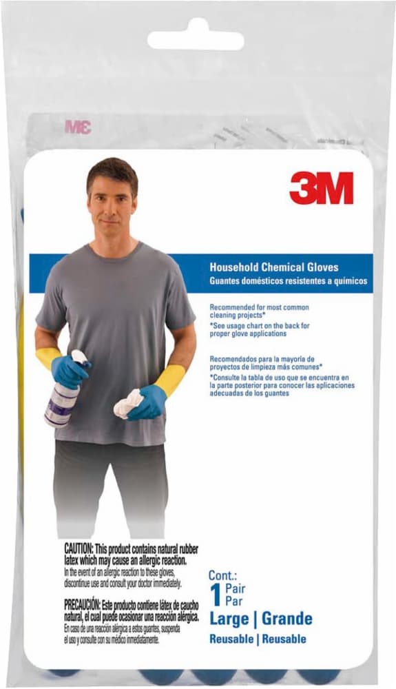slide 1 of 1, 3M Household Chemical Gloves - Large, 1 ct