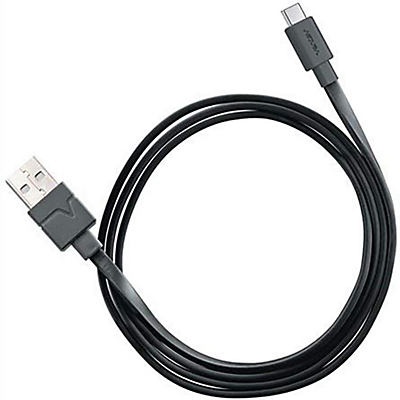 slide 1 of 1, Ventev Black Chargesync Flat USB Type A-C Cable, 6 ft