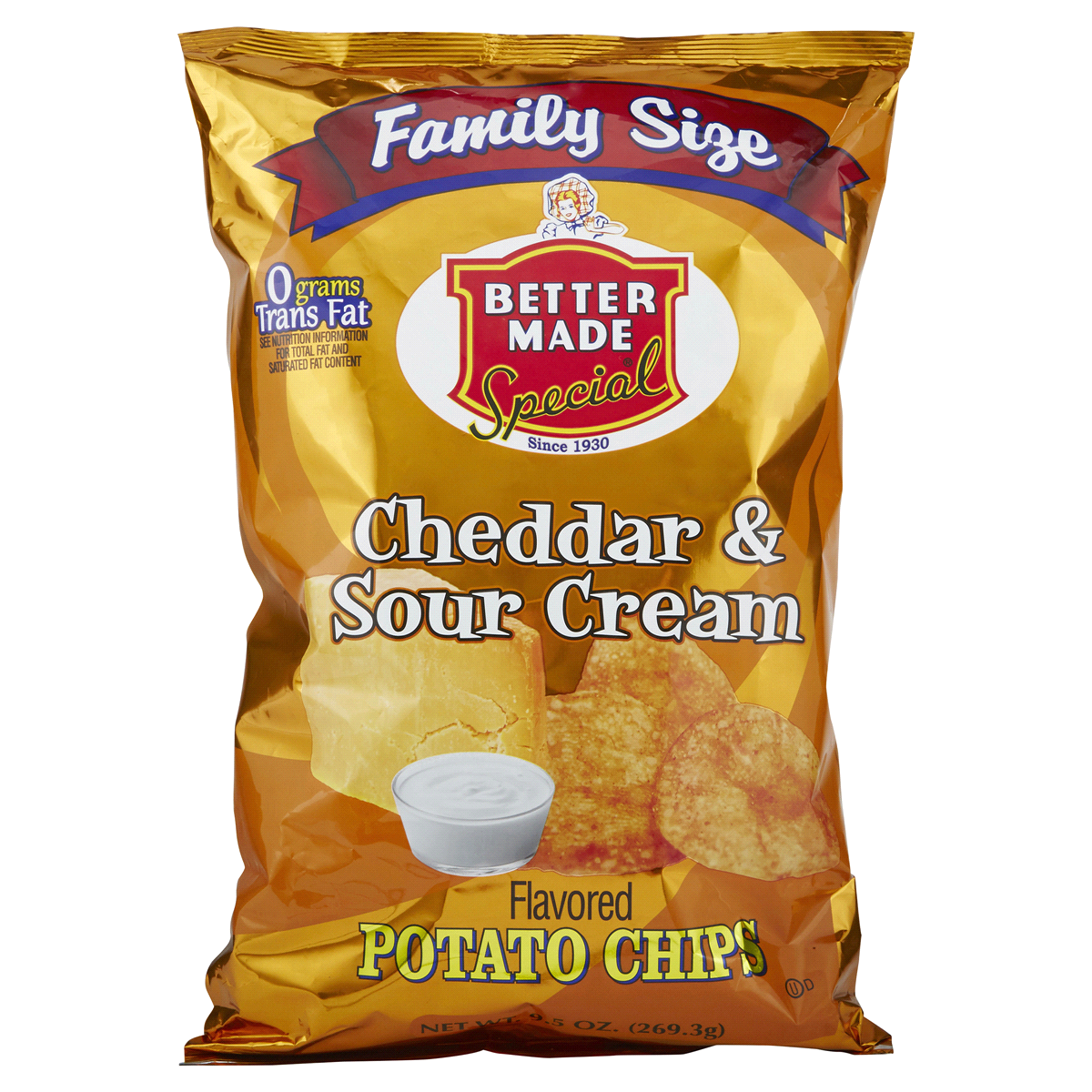 slide 1 of 2, Better Made Potato Chips Cheddar & Sour Cream, 9.5 oz