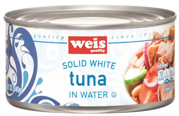 slide 1 of 1, Weis Quality Solid White in Water Canned Tuna, 12 oz