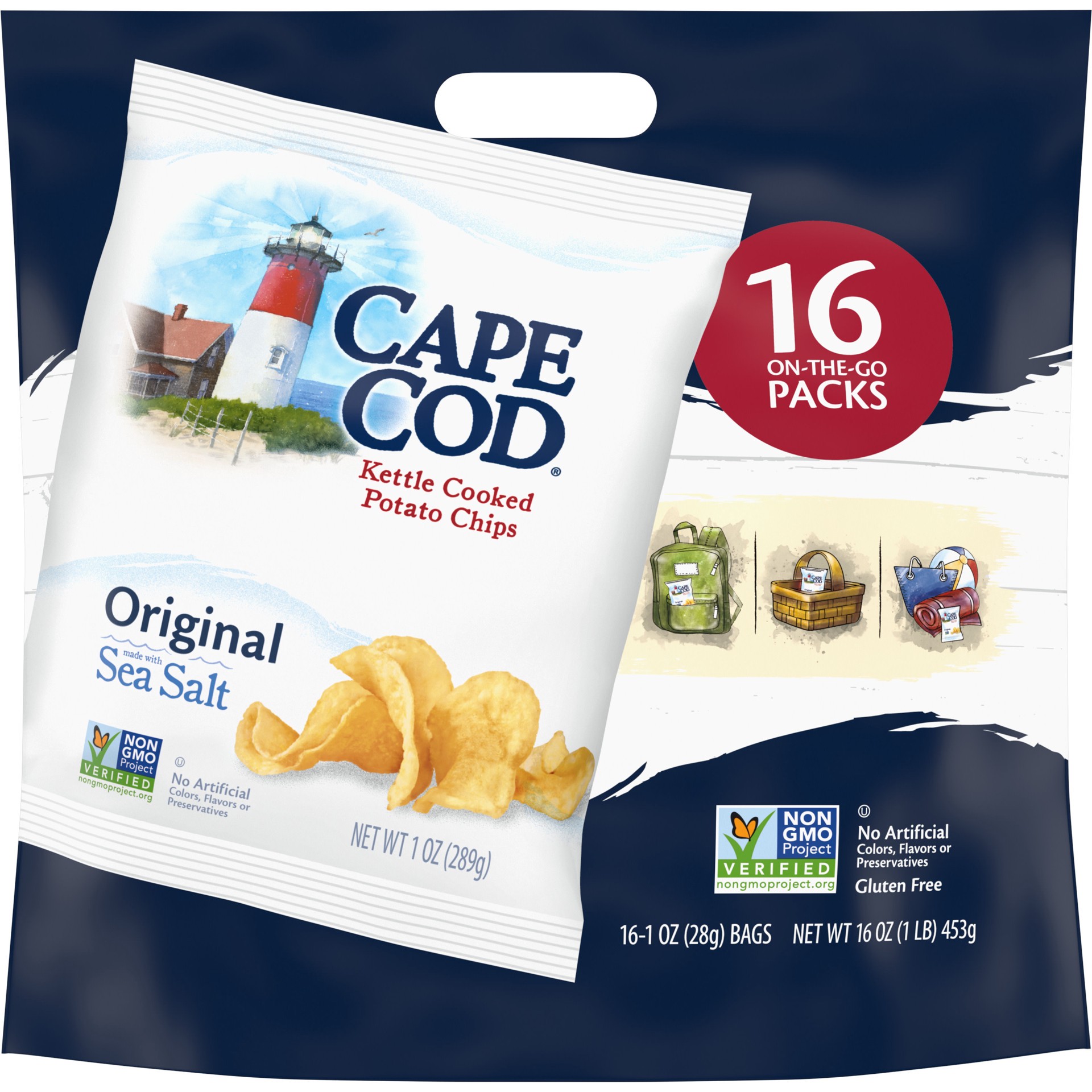 slide 1 of 5, Cape Cod Potato Chips, Original Kettle Chips, Snack Bags, 16 Ct, 16 ct