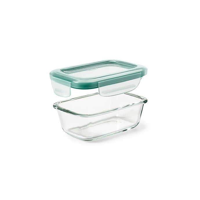 slide 1 of 3, Oxo Good Grips Snap Rectangular Glass Container - Turquoise - 1.6 Cup, 1.6 cups
