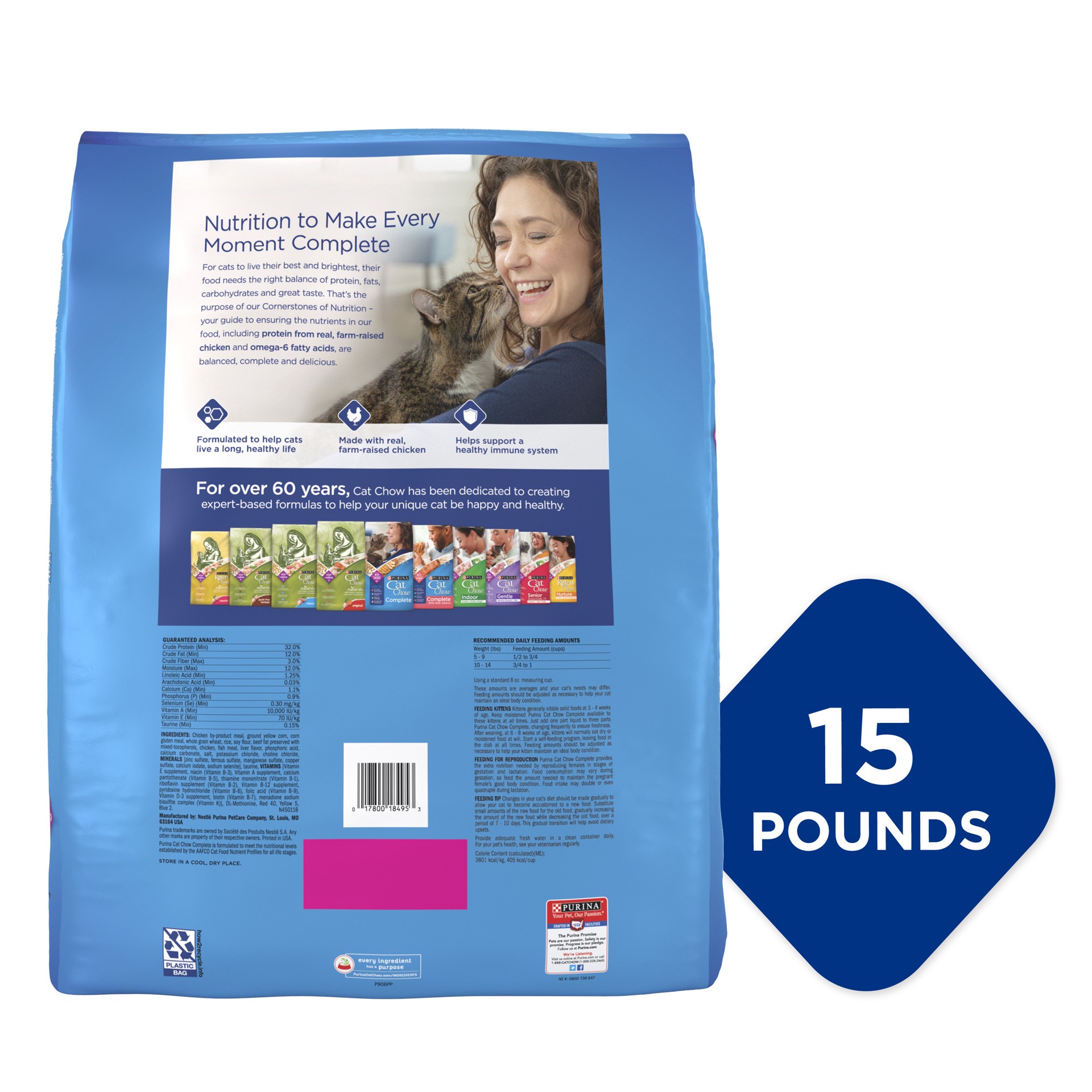 slide 9 of 9, Cat Chow Purina Cat Chow Complete High Protein Dry Cat Food With Real Chicken - 15 lb. Bag, 15 lb