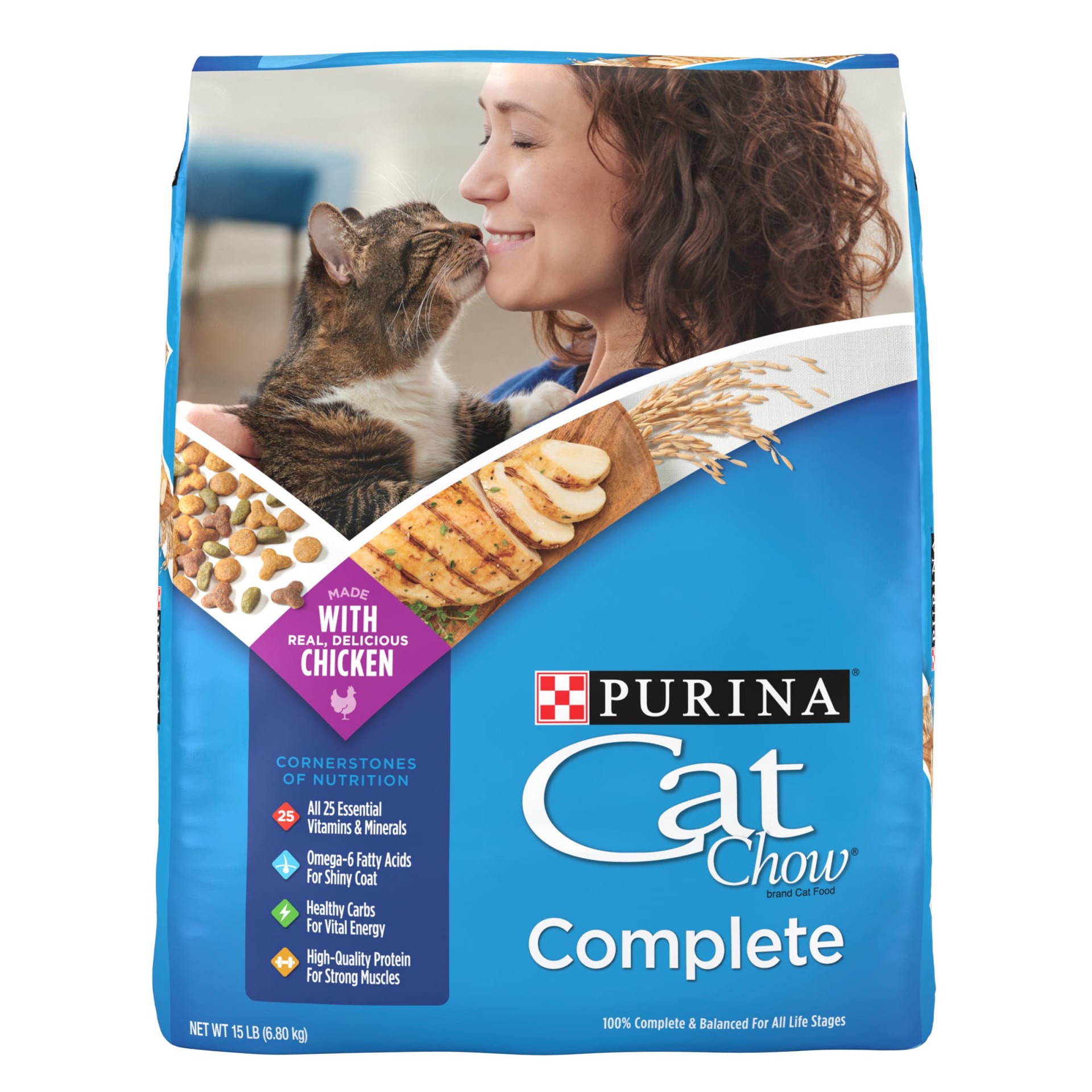 slide 1 of 9, Cat Chow Purina Cat Chow Complete High Protein Dry Cat Food With Real Chicken - 15 lb. Bag, 15 lb