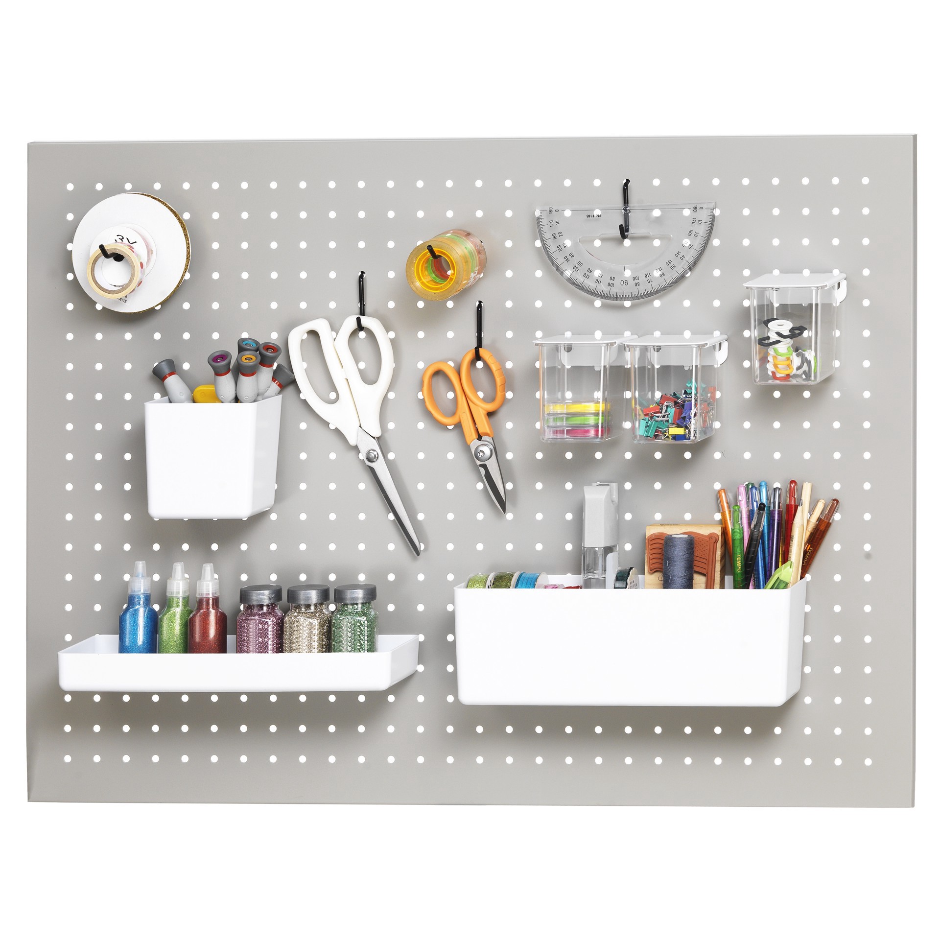slide 2 of 3, 22" X 30" Gray Metal Pegboard By Simply Tidy, 22 in x 30 in