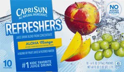 Capri Sun No Added Sugar Aloha Mango Fruit Refreshers Juice Drink, 10 ct - Pouches, 60.0 fl oz Box