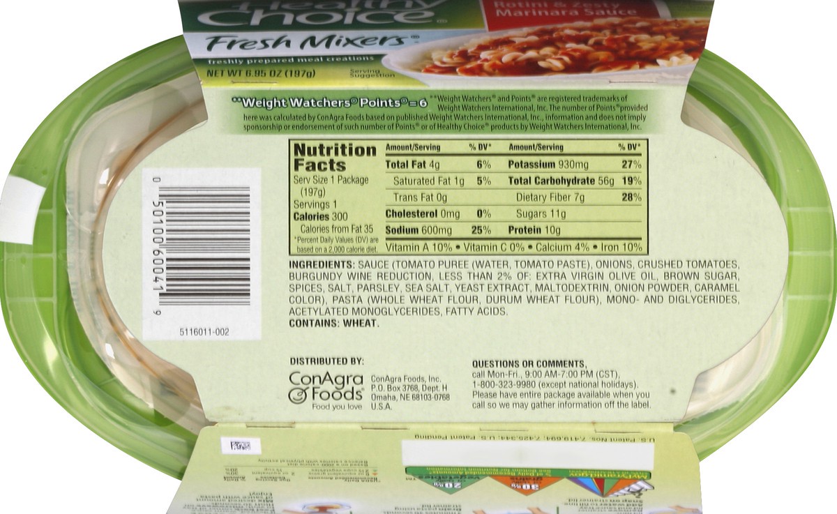 slide 4 of 6, Healthy Choice Fresh Mixers Rotini Zesty Marinara Sauce, 6.95 oz