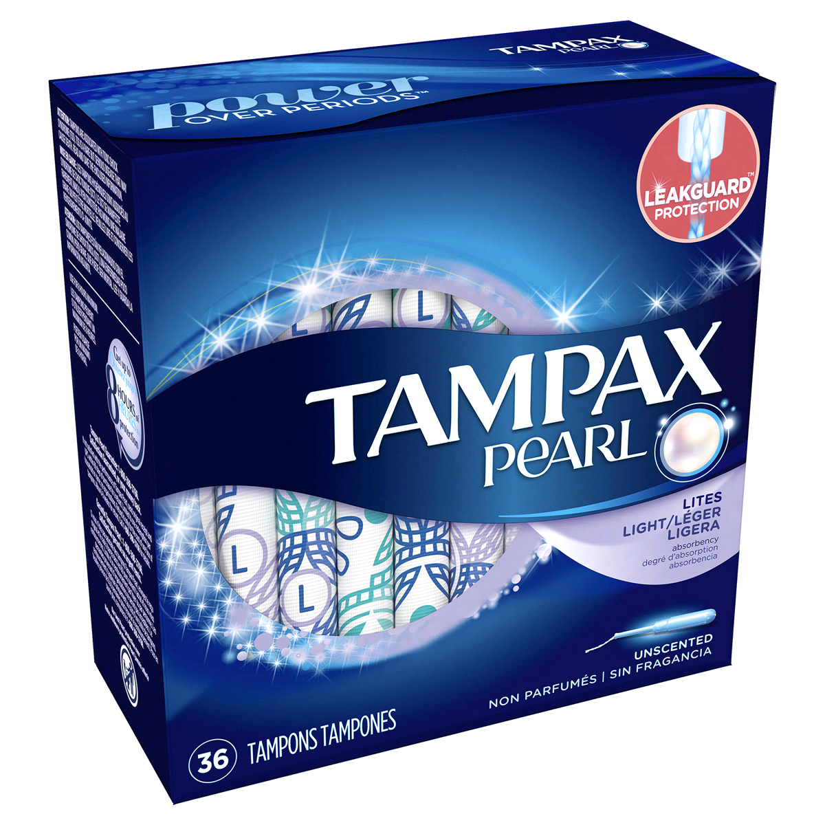 slide 2 of 8, Tampax Pearl Plastic, Light Absorbency Unscented Tampons, 36 ct
