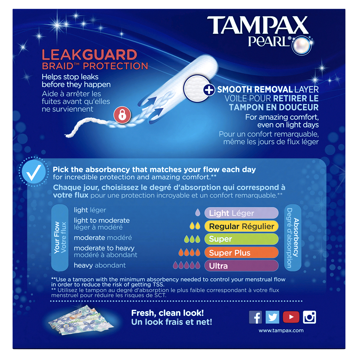 slide 3 of 8, Tampax Pearl Plastic, Light Absorbency Unscented Tampons, 36 ct