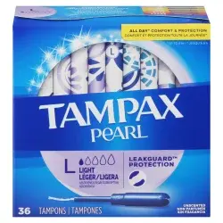 Tampax Pearl Tampons Light Absorbency with LeakGuard Braid - Unscented - 36ct