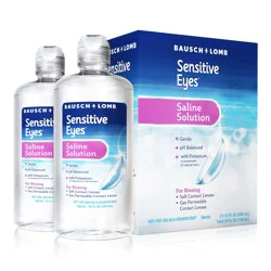 Sensitive Eyes Saline Solution from Bausch & Lomb, for Soft Contact & Gas Permeable Lenses, Saline Solution with Potassium, 2 x 12 Fl Oz (710 mL)
