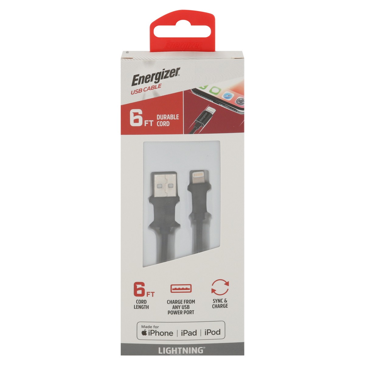 slide 1 of 9, Energizer Usb Lightning Cabl, 1 ct