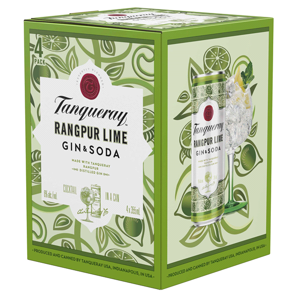 slide 8 of 9, Tanqueray Rangpur Lime Gin & Soda, 4-PACK (4 x 12 fl oz), 750 ml