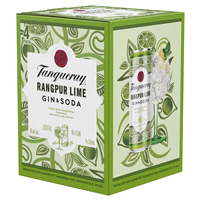 slide 7 of 9, Tanqueray Rangpur Lime Gin & Soda, 4-PACK (4 x 12 fl oz), 750 ml