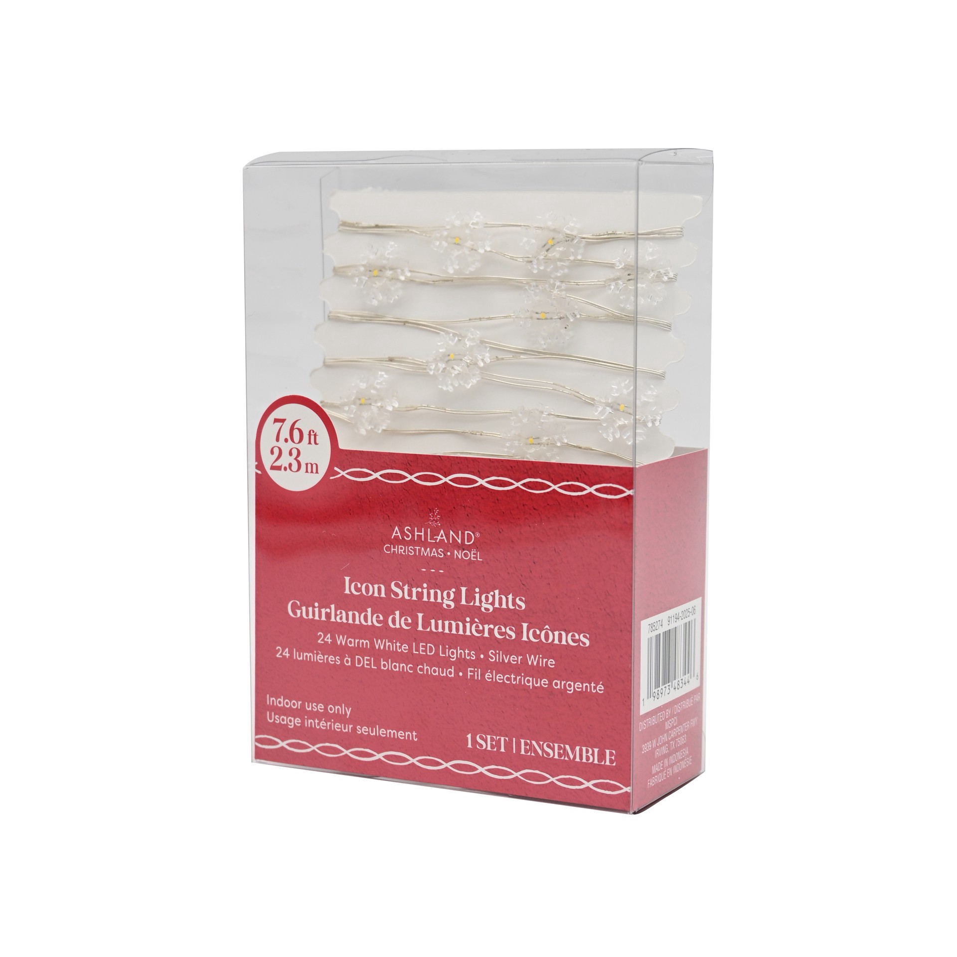 slide 2 of 3, 24ct. Warm White Led Snowflake String Lights On Silver Wire By Ashland, 24 ct