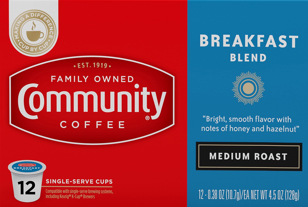 slide 3 of 13, Community Coffee Coffee, Medium Roast, Breakfast Blend, K-Cup Pods, 12 ct