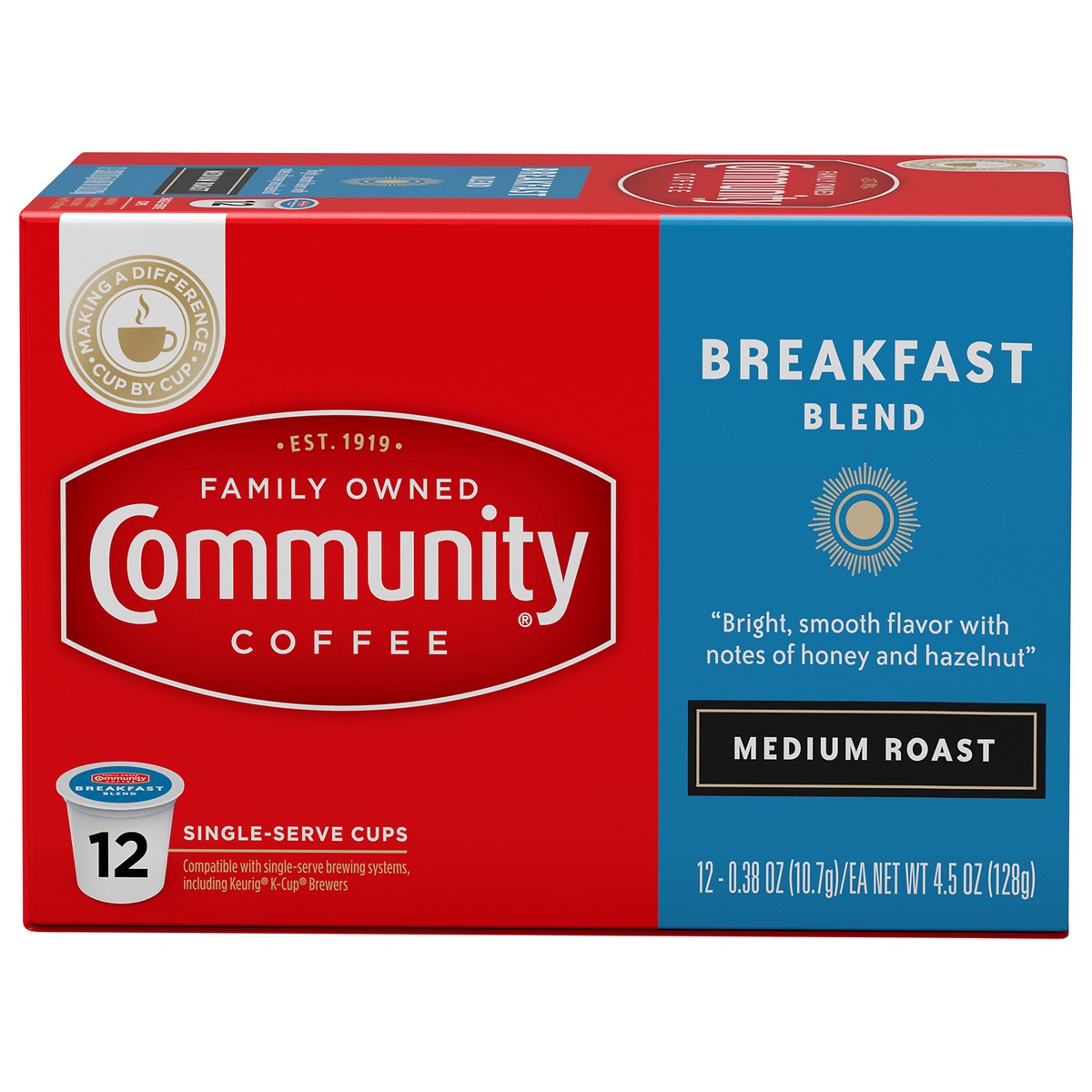 slide 8 of 13, Community Coffee Coffee, Medium Roast, Breakfast Blend, K-Cup Pods, 12 ct