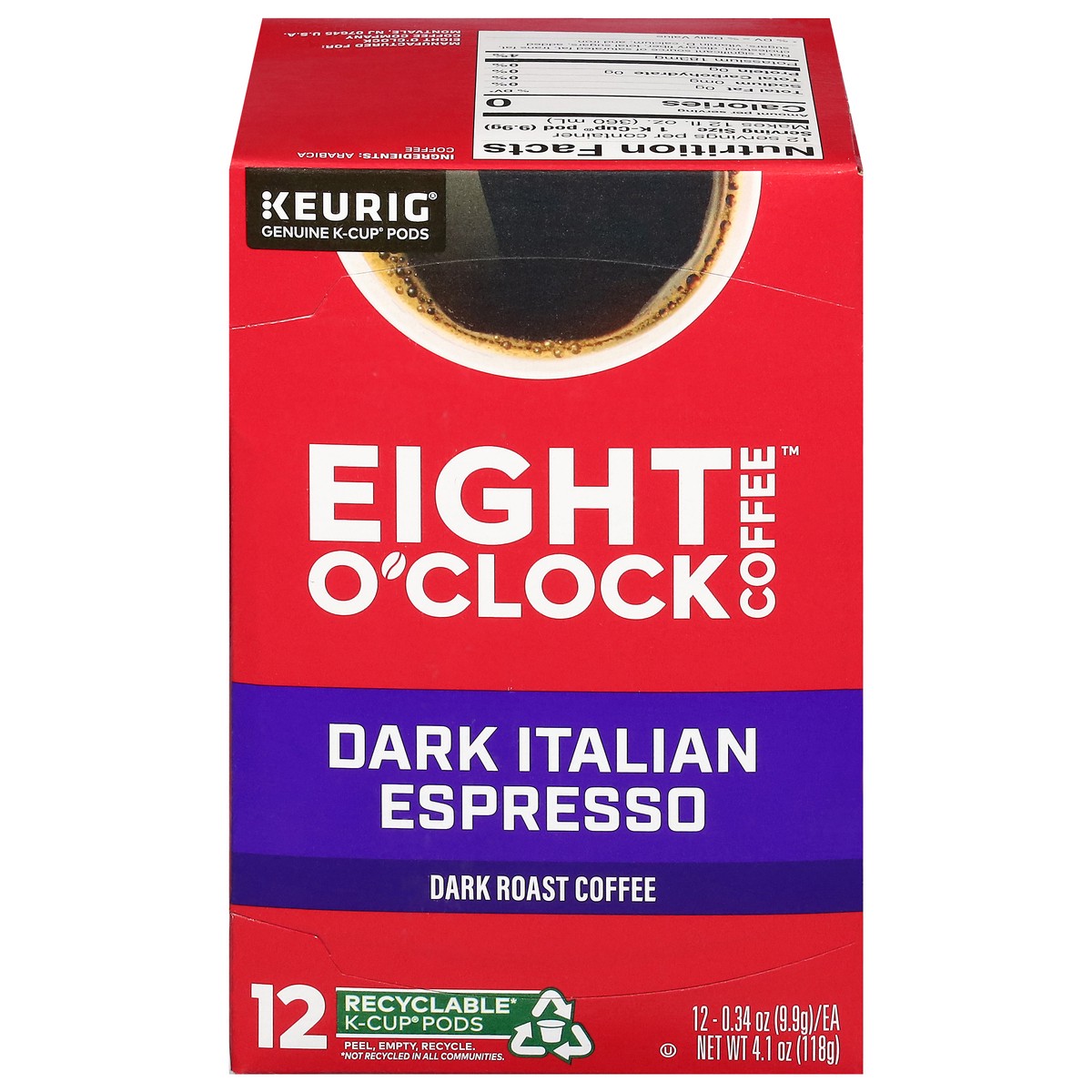 slide 1 of 5, Eight O'Clock Coffee K-Cup Pods Dark Roast Dark Italia Espresso Coffee 12 - 0.34 oz Pods, 12 ct