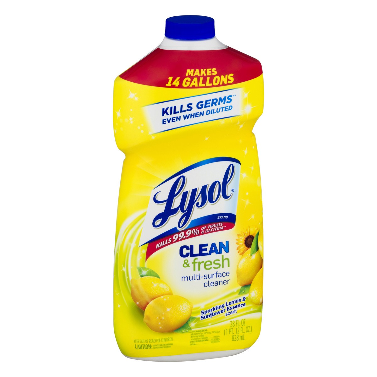 slide 3 of 11, Lysol Clean & Fresh Sparkling Lemon & Sunflower Essence Scent Multi-Surface Cleaner 28 oz, 28 oz