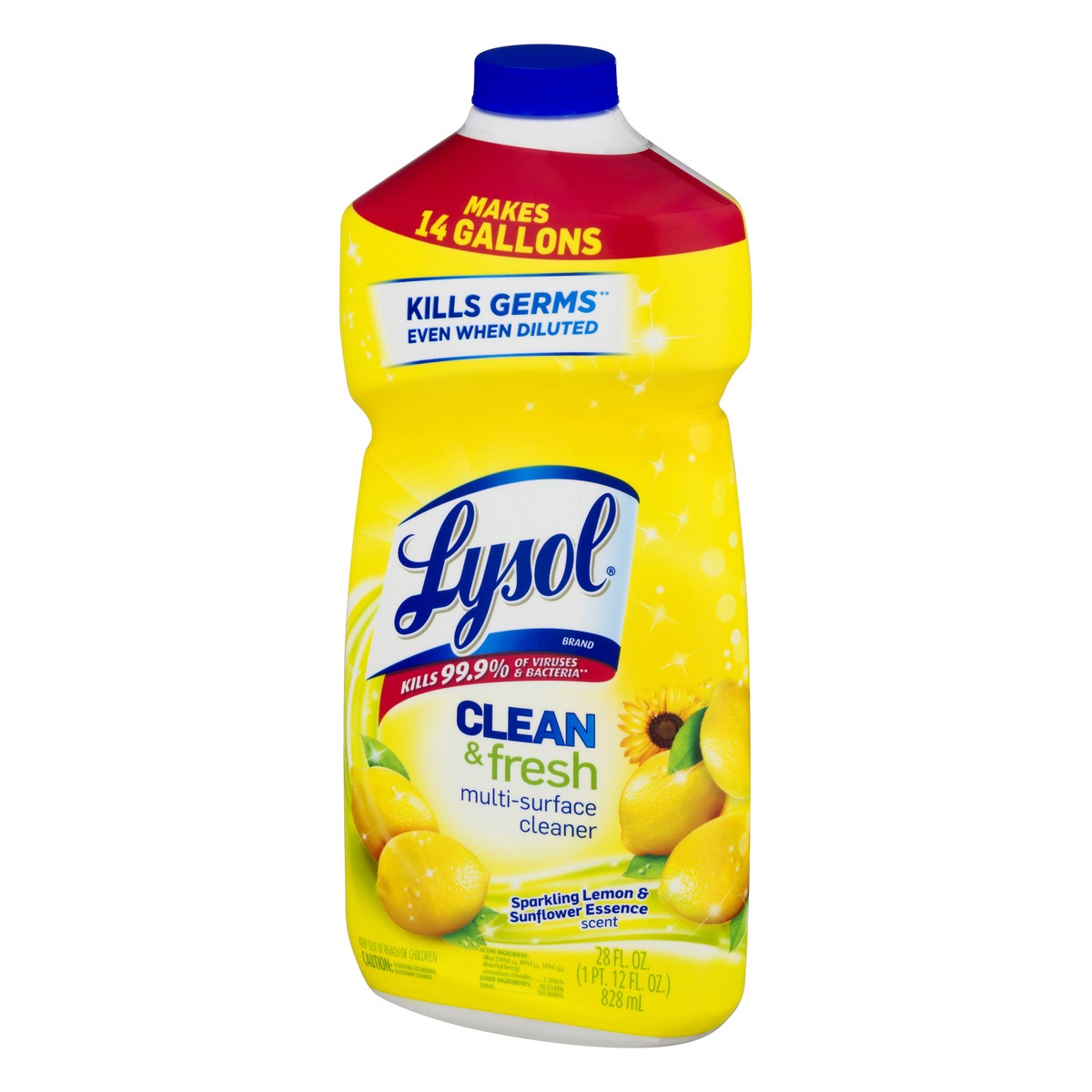 slide 4 of 11, Lysol Clean & Fresh Sparkling Lemon & Sunflower Essence Scent Multi-Surface Cleaner 28 oz, 28 oz