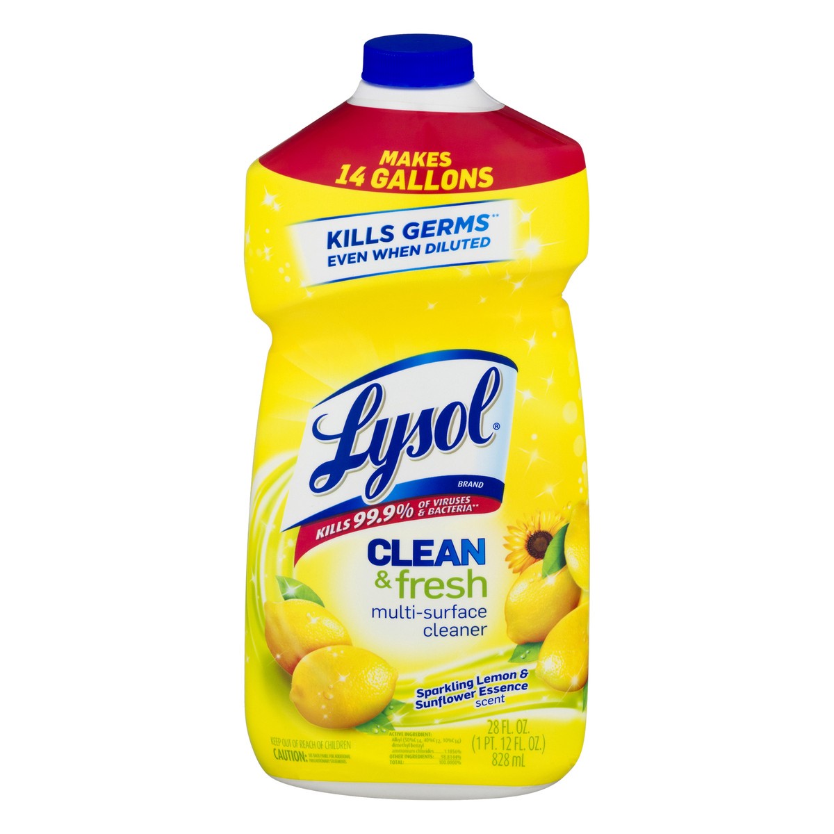 slide 11 of 11, Lysol Clean & Fresh Sparkling Lemon & Sunflower Essence Scent Multi-Surface Cleaner 28 oz, 28 oz