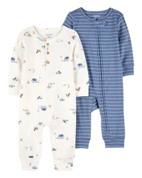Carter's Baby 2-Pack Zip-Up Jumpsuits Multi 6M