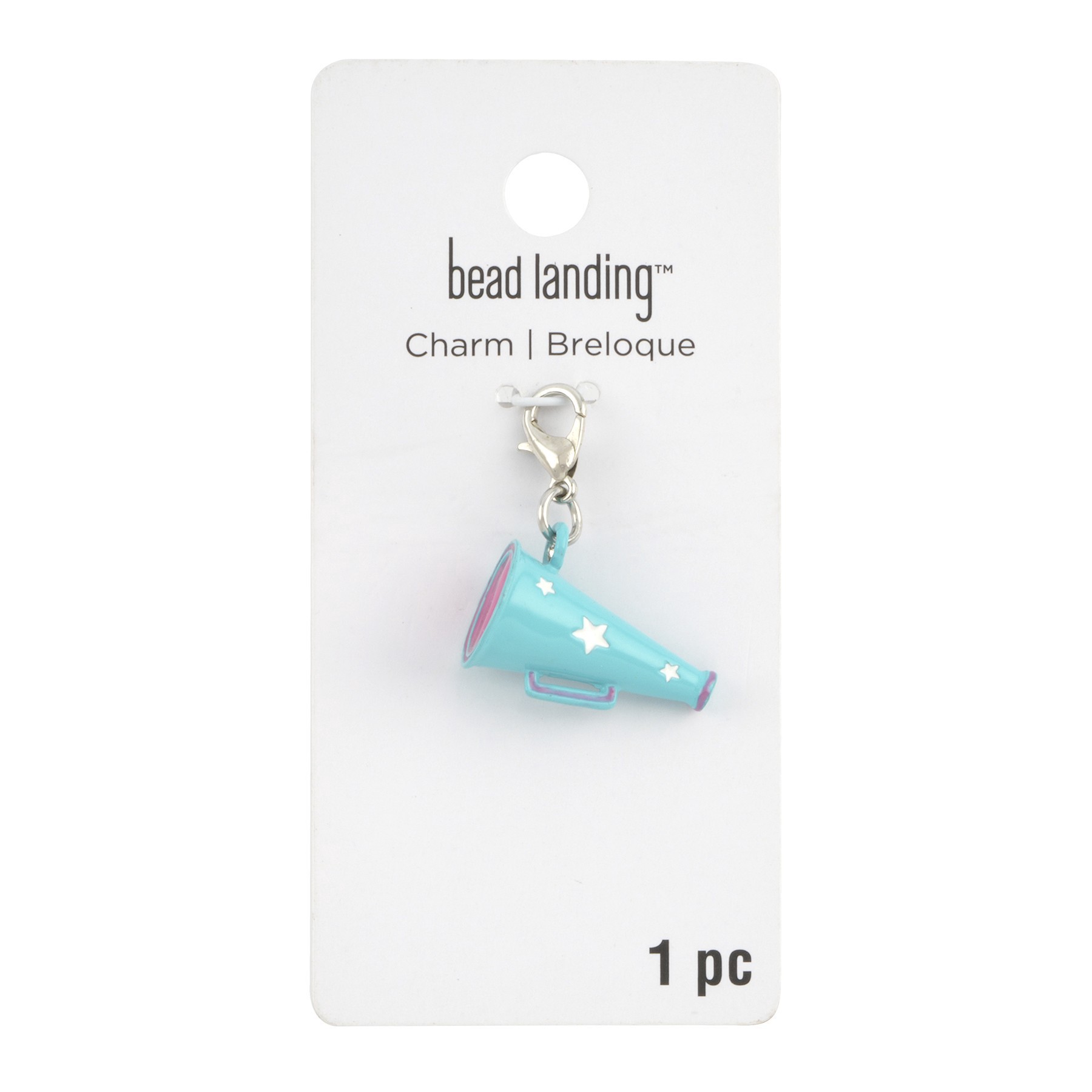 slide 3 of 3, Blue Cheer Megaphone Charm By Bead Landing, 13 mm charm diameter