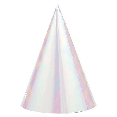 slide 1 of 1, Creative Converting Iridescent Paper Cone Shape Hats, 8 ct