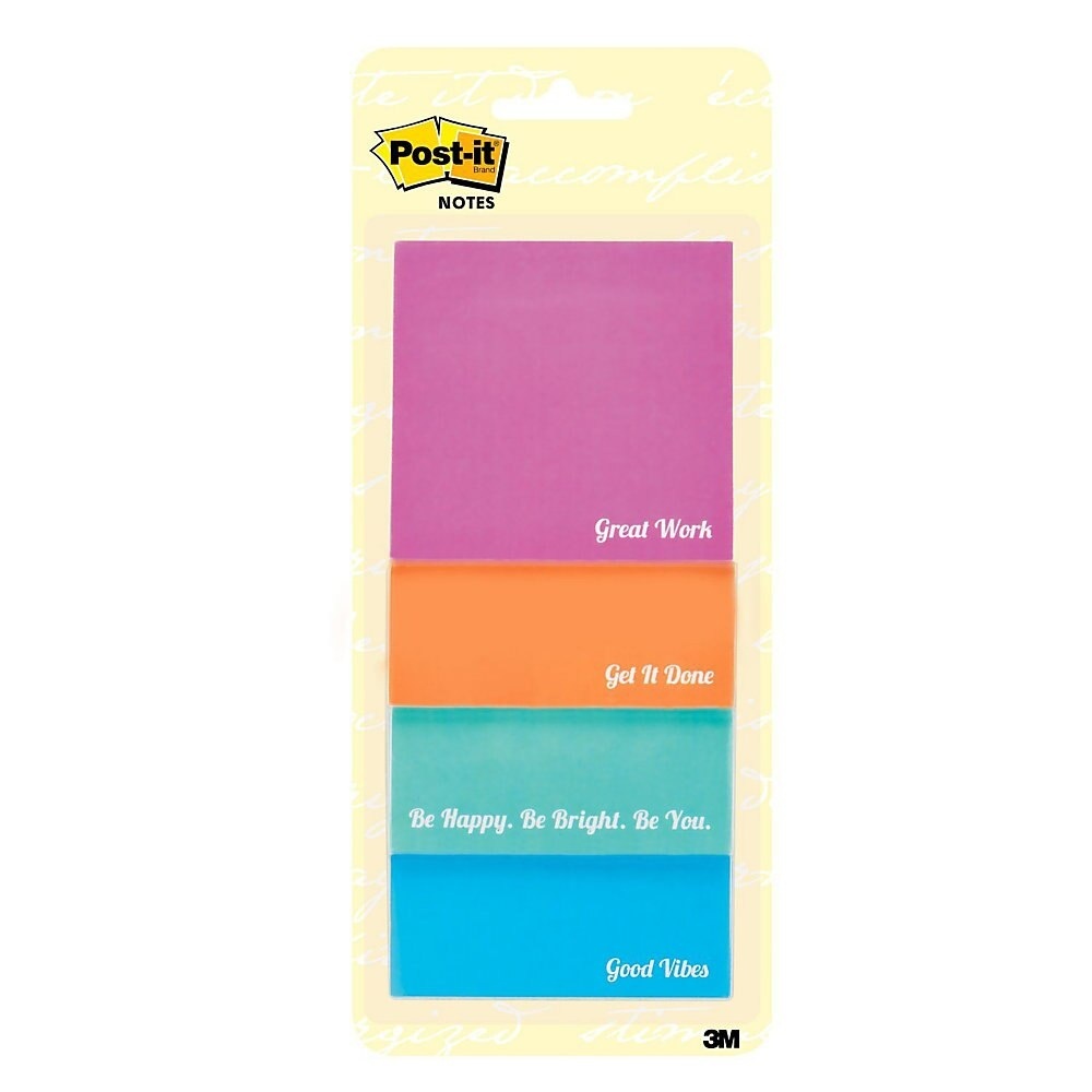 slide 1 of 1, Post-it Notes Inspirational Notes, Assorted Colors, 30 Sheets Per Pad, 4 ct