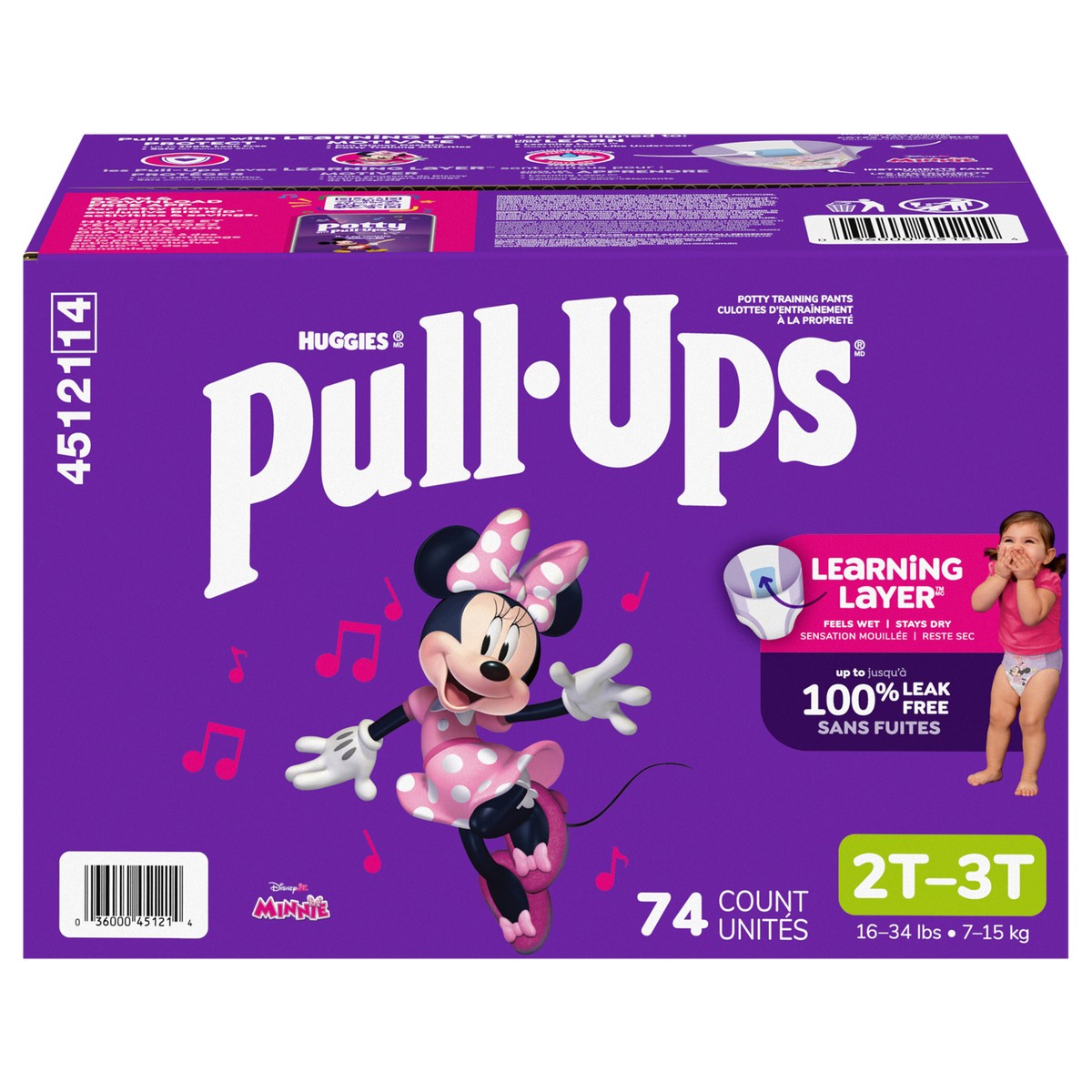 slide 1 of 5, Pull-Ups Girls'' Potty Training Pants, 2T-3T (16-34 lbs), 74 Count, 74 ct