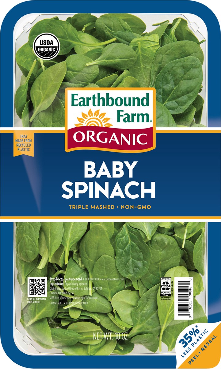 slide 3 of 3, Earthbound Farm Organic, Baby Spinach, 10 oz, 10 oz