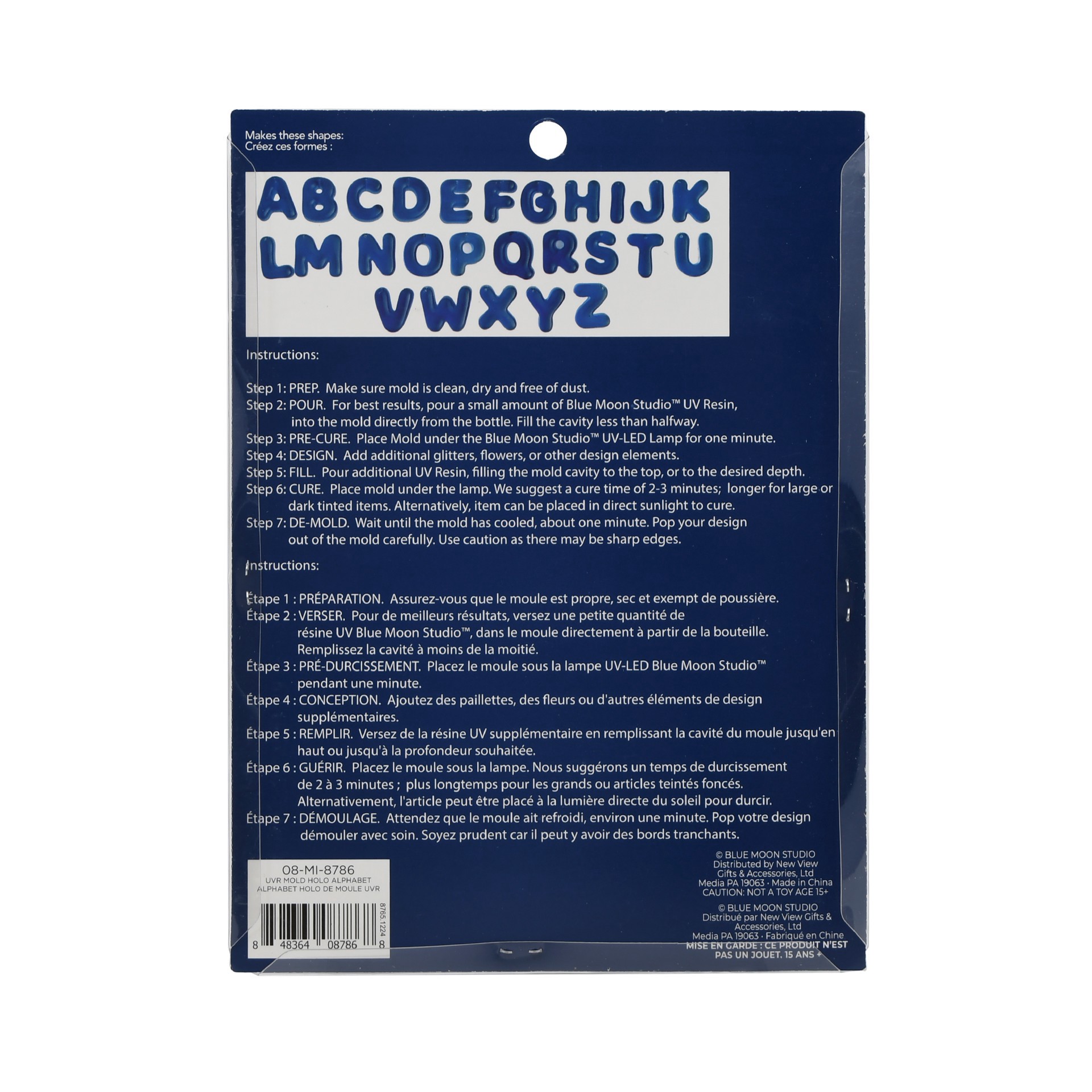 slide 2 of 5, Blue Moon Studio Uv Resin Craft Holographic Alphabet Mold, 3.15 in x 3.54 in x 0.47 in