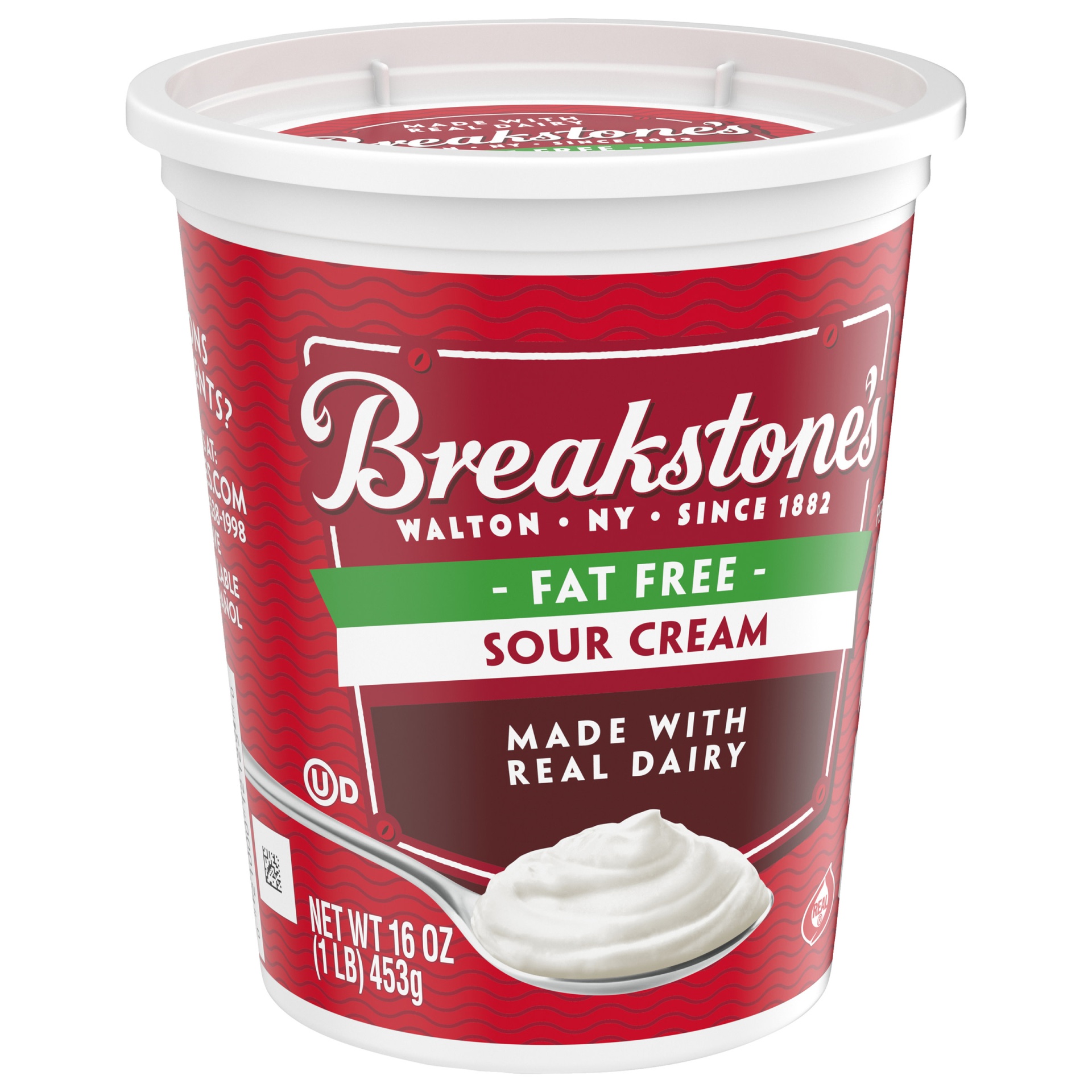 slide 3 of 7, Breakstone's Fat Free Sour Cream Tub, 16 oz