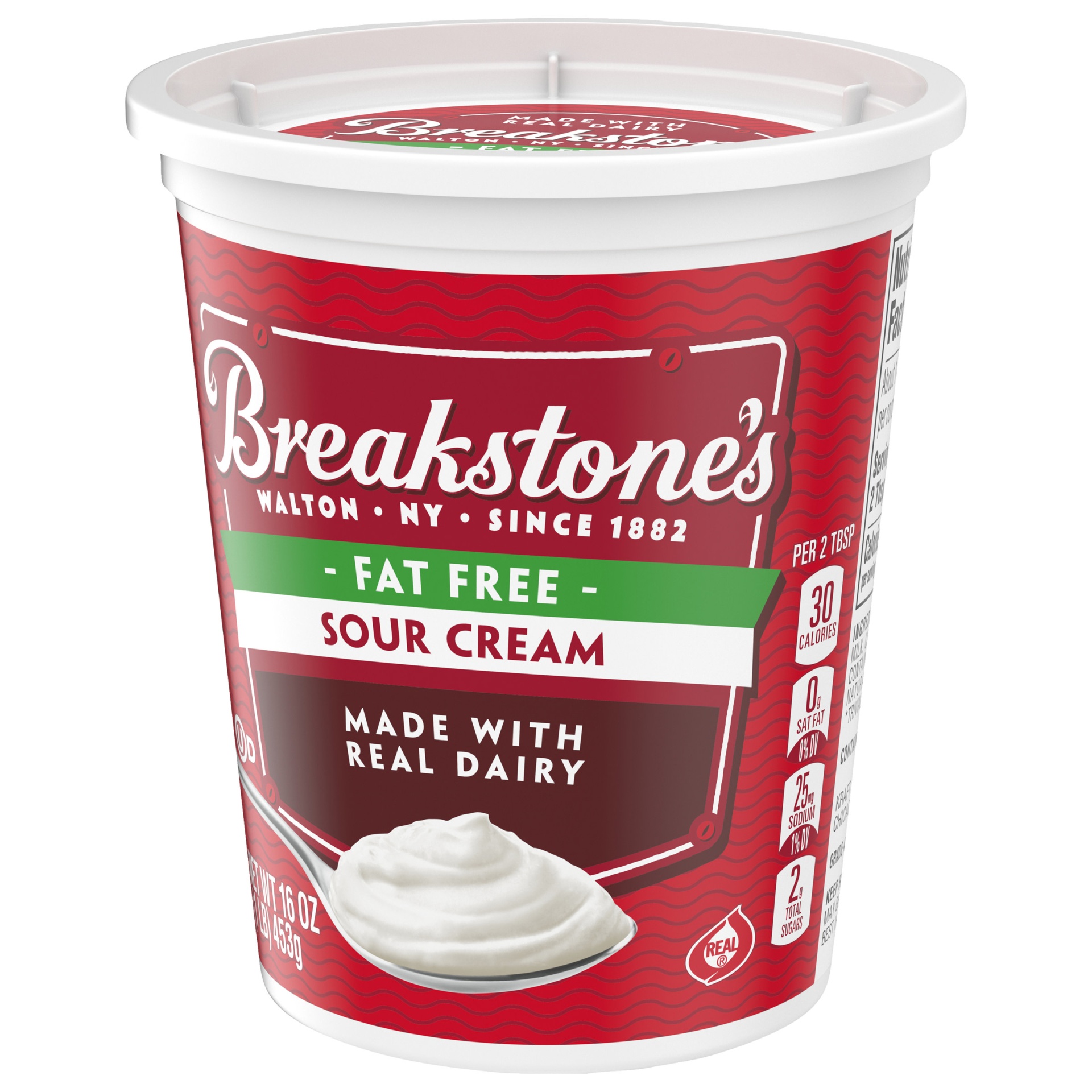 slide 4 of 7, Breakstone's Fat Free Sour Cream Tub, 16 oz
