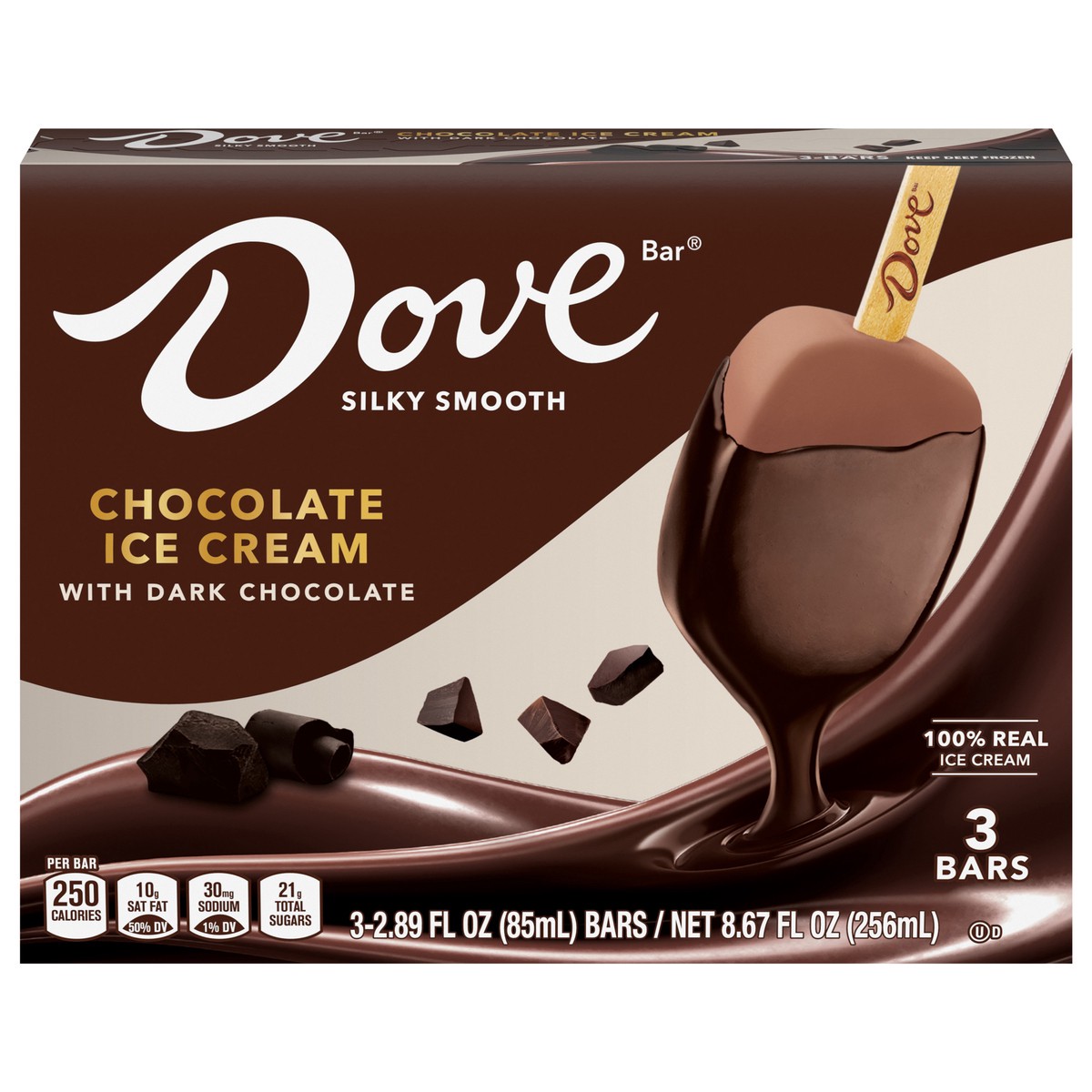 slide 1 of 3, Dove Chocolate Ice Cream Bars with Dark Chocolate, 7.74 oz