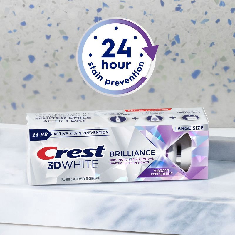 slide 4 of 8, Crest 3D White Brilliance Vibrant Toothpaste - Peppermint - 4.6oz/3pk, 3 ct; 4.6 oz