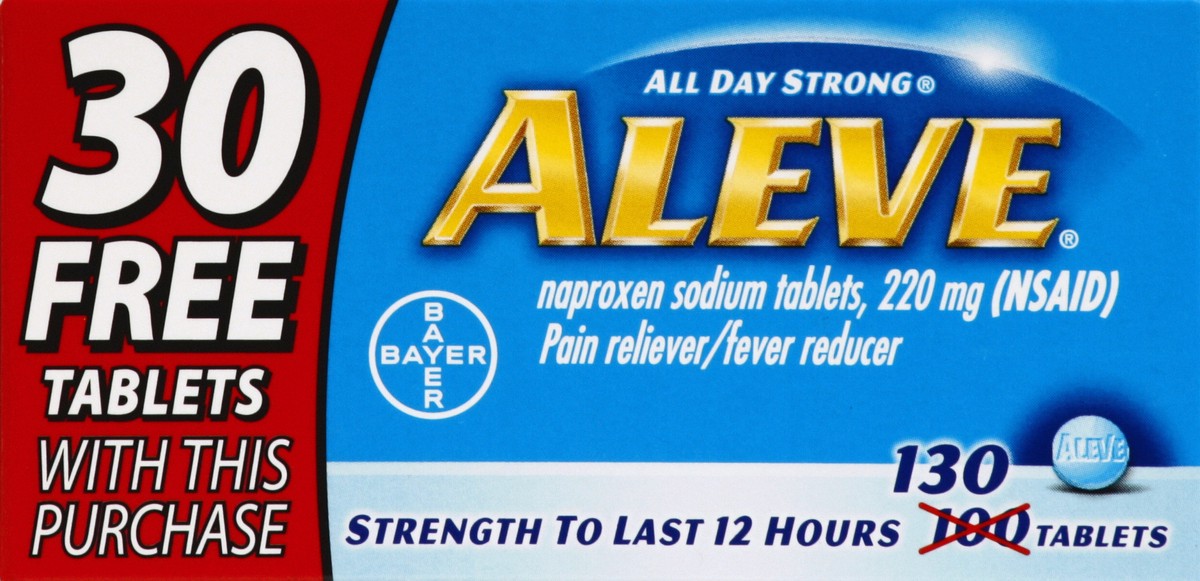 slide 4 of 4, Aleve Pain Reliever/Fever Reducer, Tablets, 130 ct