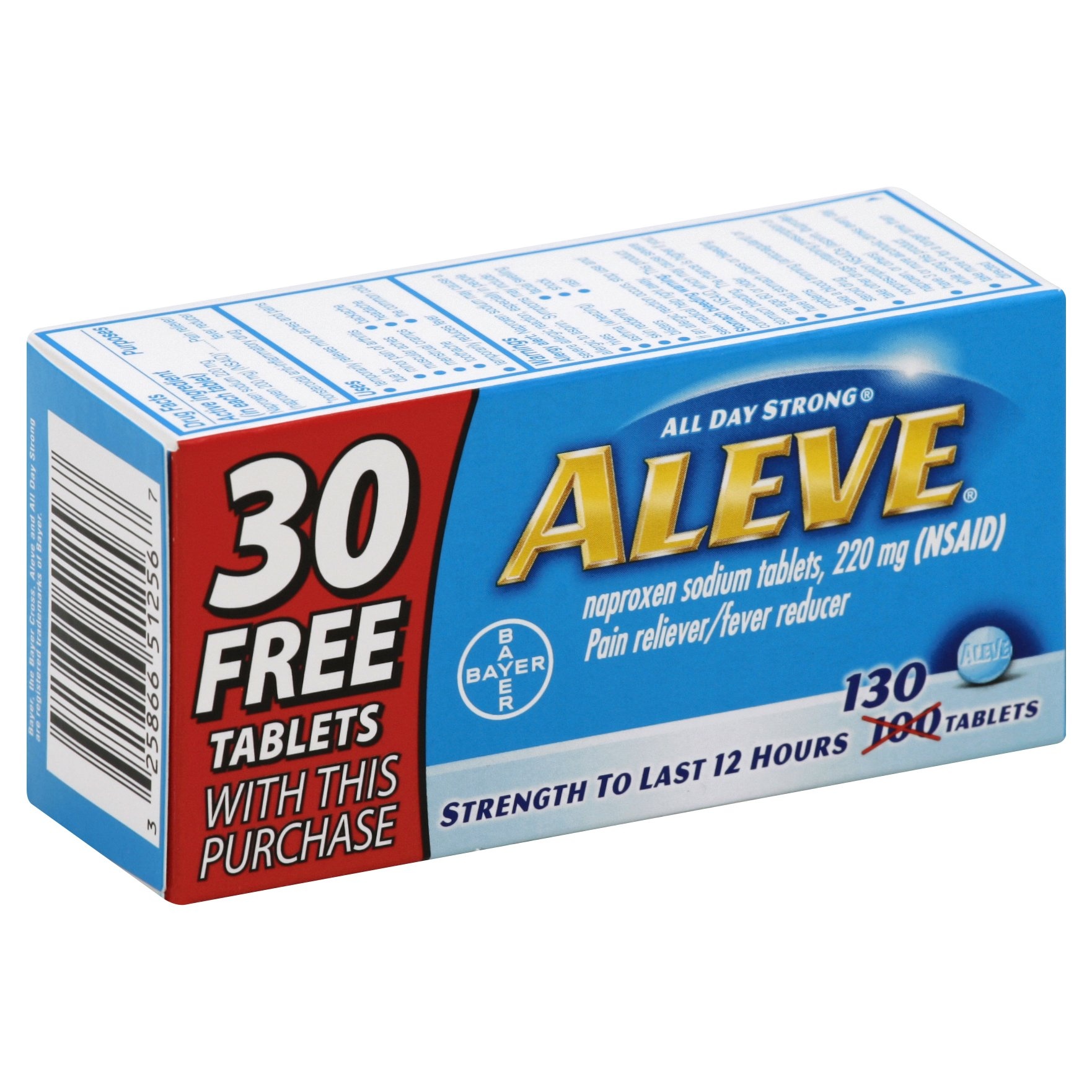 slide 1 of 1, Aleve Pain Reliever / Fever Reducer Tablets, 130 ct
