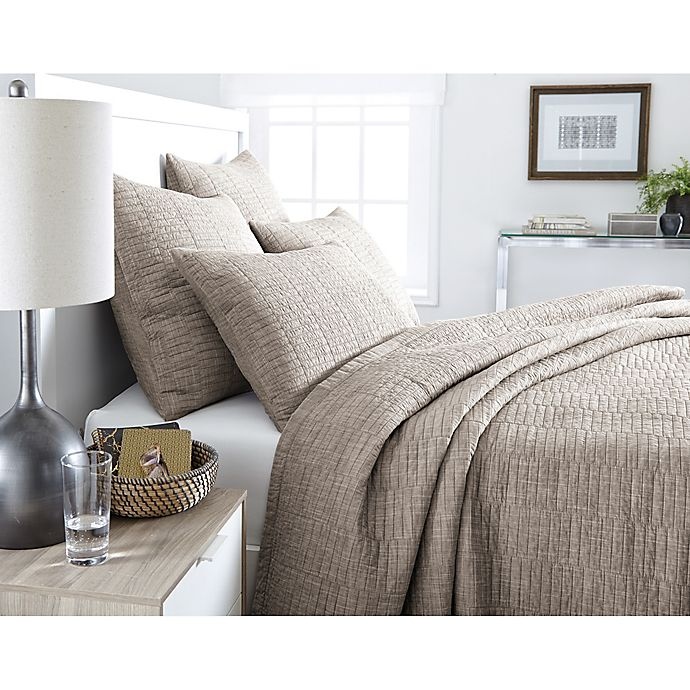 slide 2 of 3, Real Simple Dune Chambray Reversible Twin Coverlet - Oatmeal, 1 ct