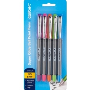 slide 1 of 1, Caliber Caliber Super Glide Ballpoint Pens, 5 ct