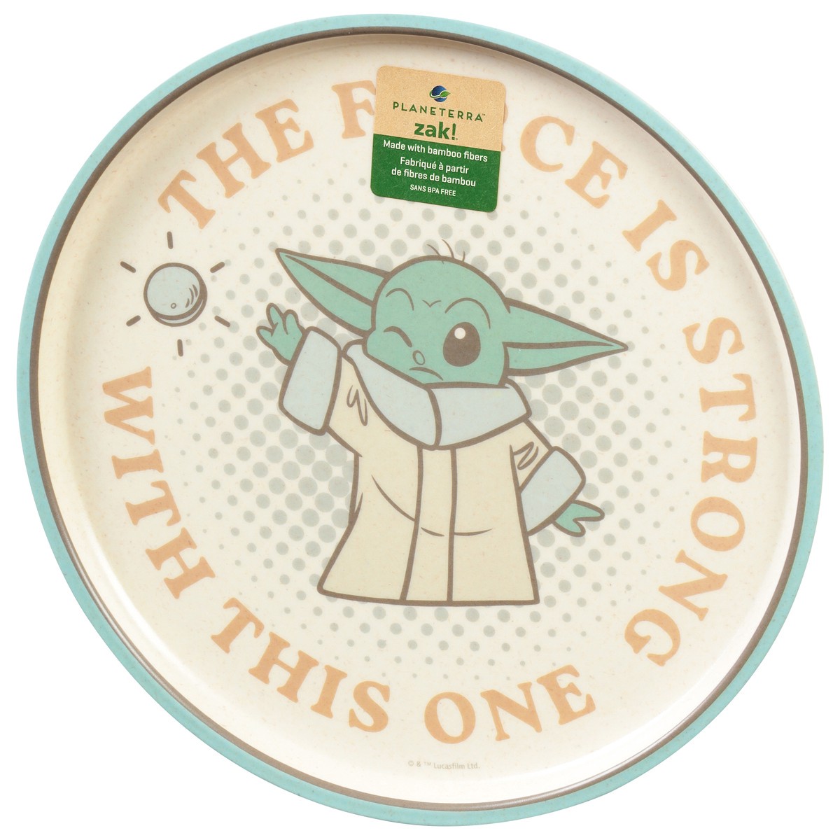 slide 2 of 9, Zak! Designs Star Wars 8 Inch Mandalorian the Child Melamine Bamboo Plate with Rim 1 ea, 1 ct