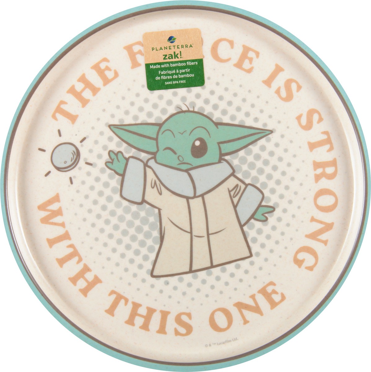 slide 6 of 9, Zak! Designs Star Wars 8 Inch Mandalorian the Child Melamine Bamboo Plate with Rim 1 ea, 1 ct