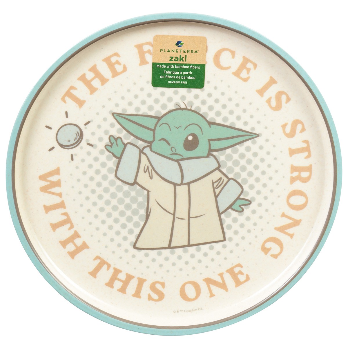 slide 1 of 9, Zak! Designs Star Wars 8 Inch Mandalorian the Child Melamine Bamboo Plate with Rim 1 ea, 1 ct