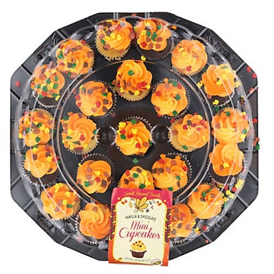 slide 1 of 1, H-E-B Labrees Harvest Mini Cupcake Platter, 24 ct