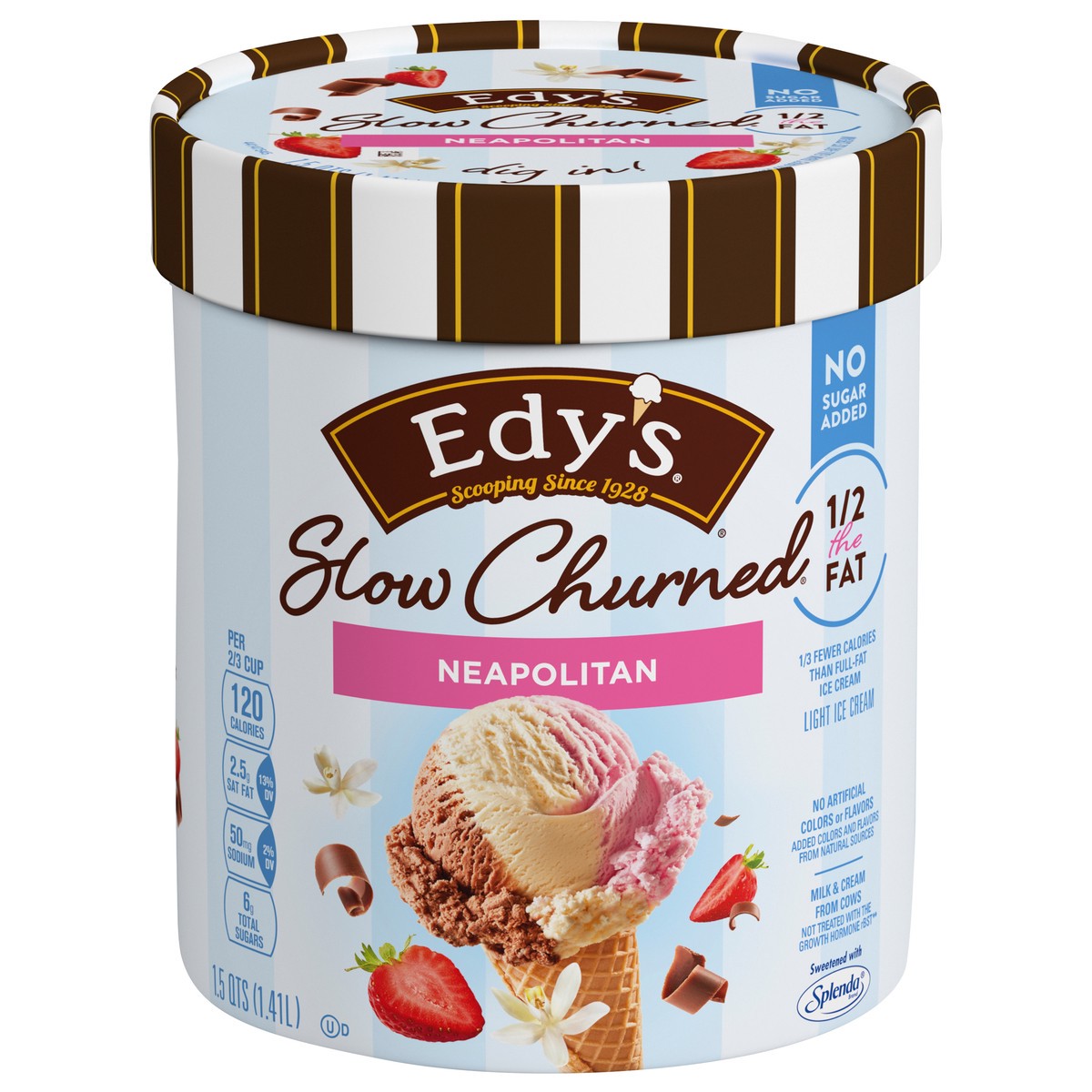 slide 1 of 5, Edy's Slow Churned Neapolitan Light Ice Cream 1.5 qts., 1.5 qt