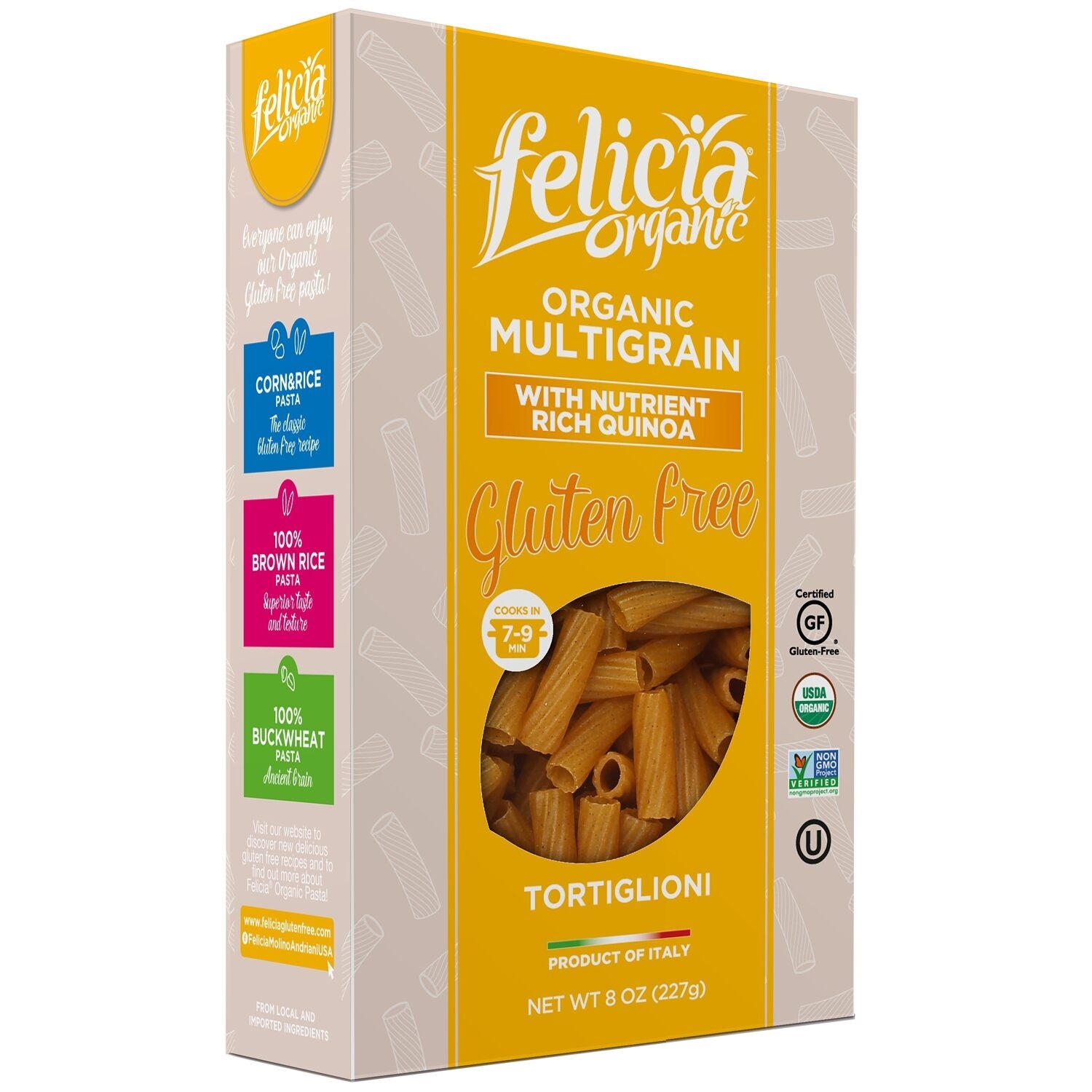 slide 1 of 1, Felicia Organic Organic Multigrain Tortiglioni Pasta, 8 oz