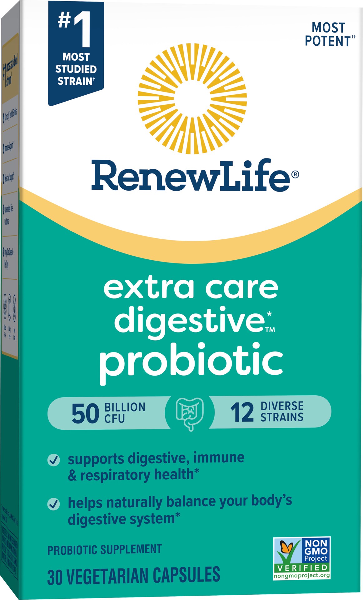 slide 4 of 5, Renew Life Extra Care Go-Pack Probiotic Supplement, 30 Vegetarian Probiotic Capsules, 50 Billion CFU, 30 ct