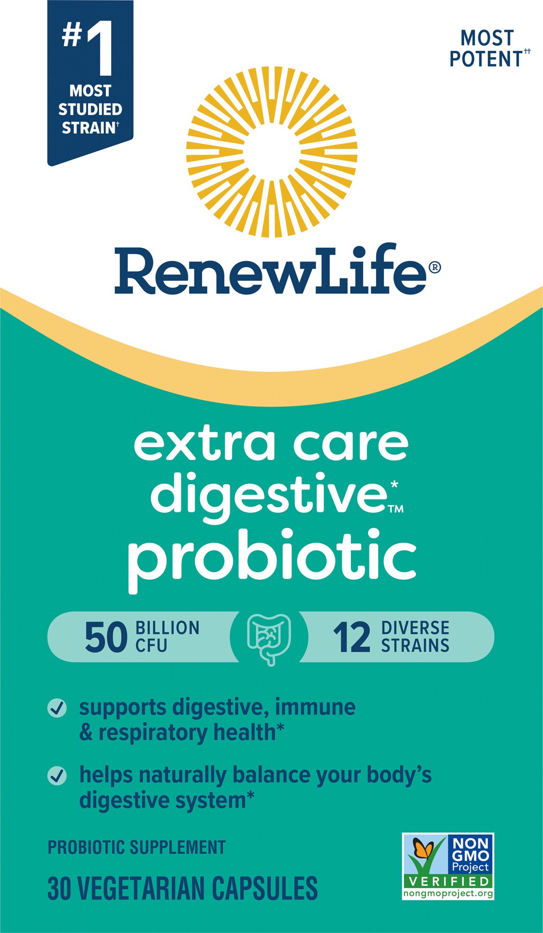 slide 1 of 5, Renew Life Extra Care Go-Pack Probiotic Supplement, 30 Vegetarian Probiotic Capsules, 50 Billion CFU, 30 ct