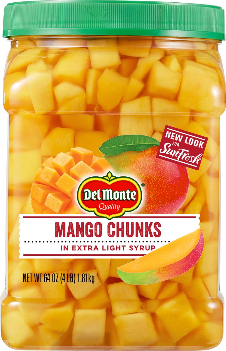 slide 1 of 8, Del Monte SunFresh In Extra Light Syrup Mango Chunks 64 oz, 64 oz