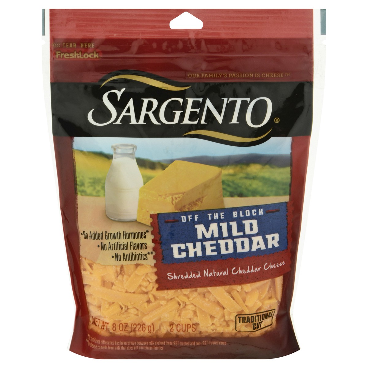 slide 1 of 1, Sargento Mild Cheddar Shredded Cheese, 8 oz